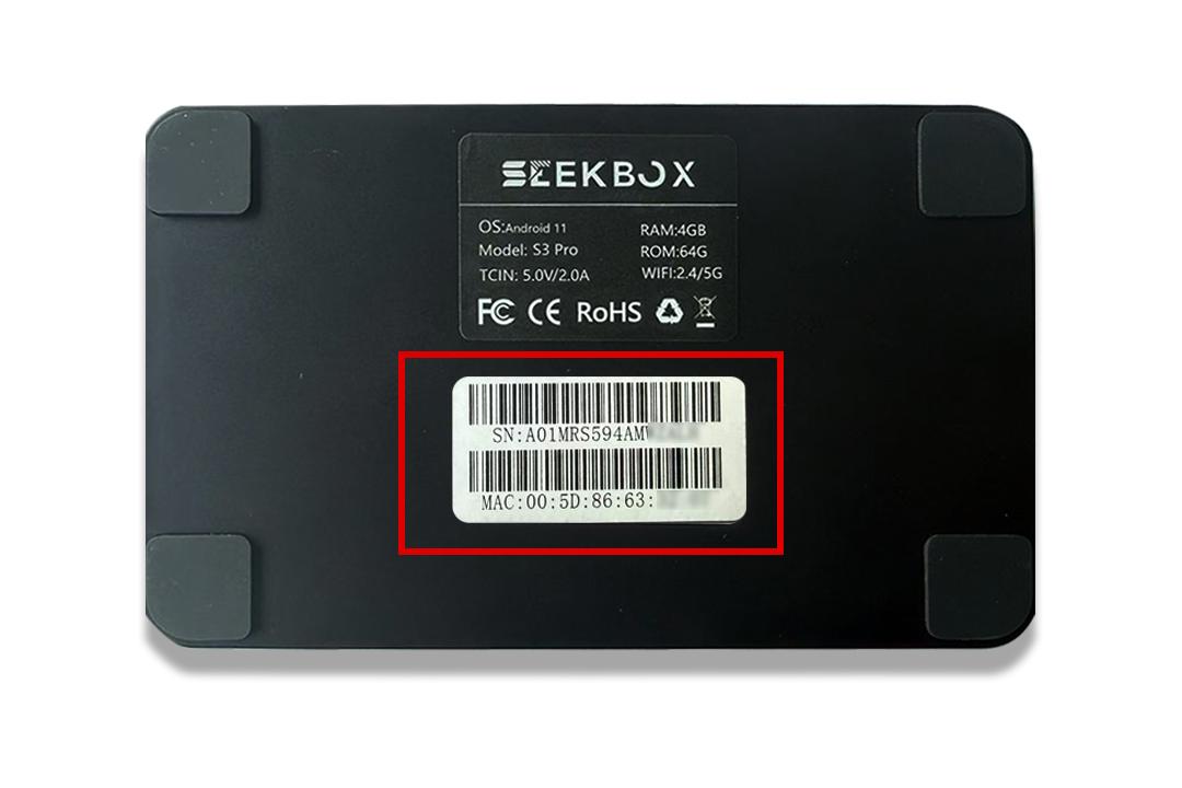 MAC number printed under the device